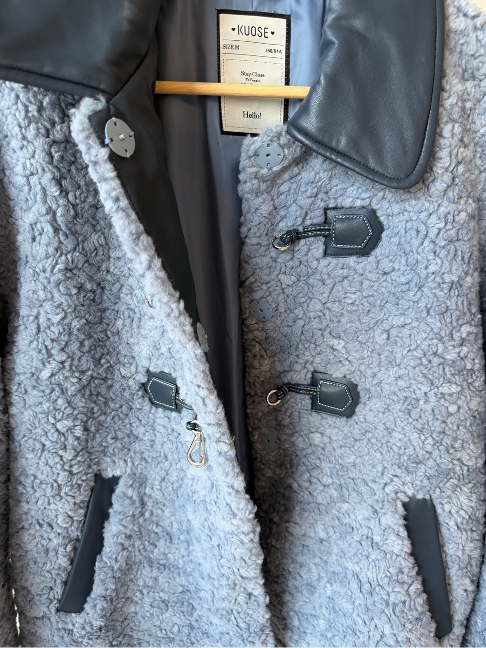 Blue Shearling Toggle Jacket - Picture 11 of 14